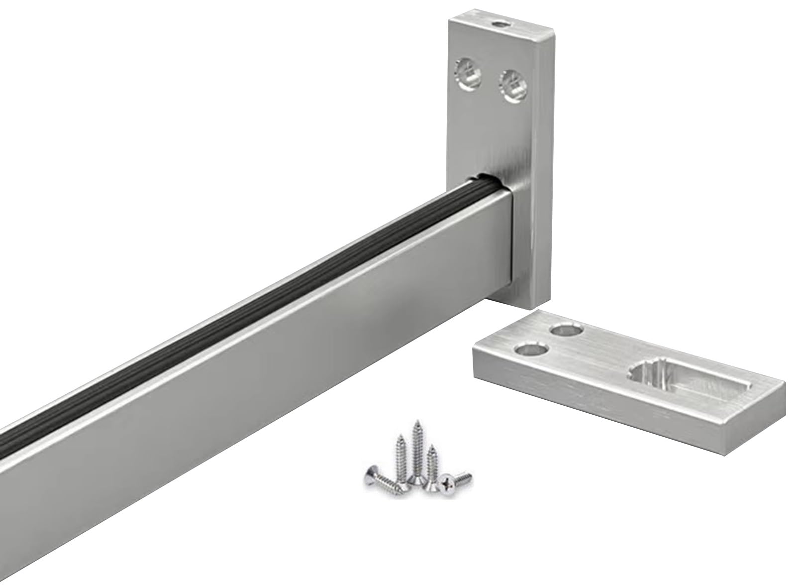 Srebrny aluminiowy drążek do wieszania ubrań o grubości 3 mm do sklepu odzieżowego/hotelu antypoślizgowy i wyciszony drążek na ubrania prostokątny drążek do szafy do akademika/pralni/przedszkola można