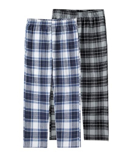 MileyMarla Boy's 100% Cotton Flannel Pajama Lounge Sleep Pants Plaid PJ Bottoms Pockets