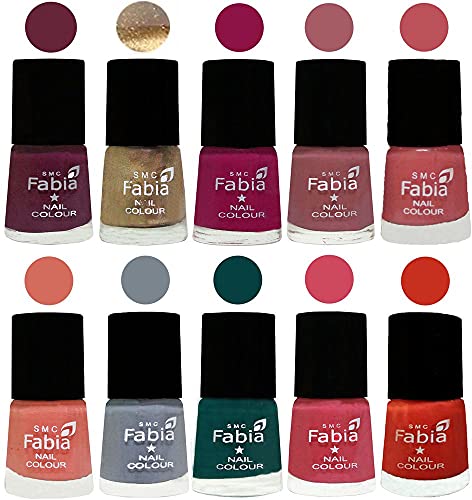 Image of ALL IN ONE (PACK OF 10), Long Lasting Glossy Nail Polish, 6 ml Each, All Vibrant Colours,01897