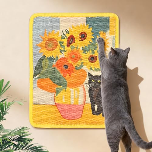 Kratzbretter Katze Sonnenblume und Katze Design, Sisal Teppich Katzenkratzbretter, 38x30cm, rutschfeste Kratzbrett für Sofa, Möbel und Wände, Schützt vor Kratzern (Bunt) Kratzbretter Katze Sonnenblume und Katze Design, Sisal Teppich Katzenkratzbretter, 38x30cm, rutschfeste Kratzbrett für Sofa, Möbel und Wände, Schützt vor Kratzern (Bunt)