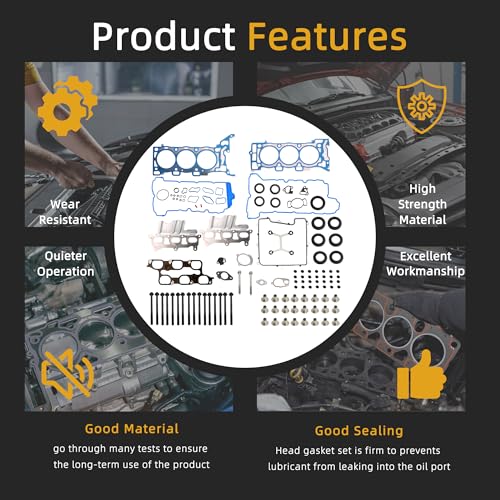 Image of Head Gasket Set with Bolts, 3.6L fits for Buick Enclave, fits for Chevy Traverse, fits for GMC Arcadia, fits for Saturn Outlook 3.6L V6 DOHC 24v 2009-2016#HS26376PT-5, ES72274(110pcs)