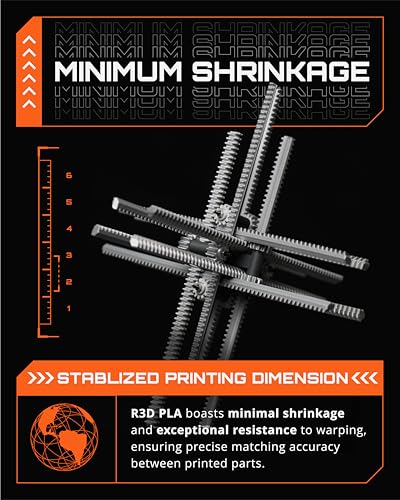 R3D Filamento 3D Pla Da 1,75 Mm, 0-370 Mm/S, Stampa Ad Alta Velocità, Precisione Dimensionale +/- 0,02 Mm, Bobina Di Plastica Trasparente Da 1 Kg, Filamento Per Stampa 3D(Nero) - 4