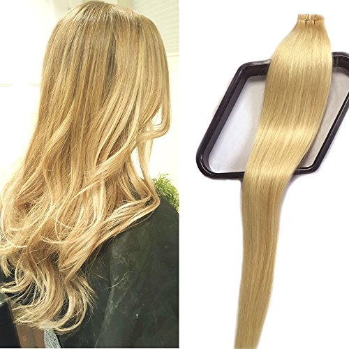 Ubetta Tape in Hair Extensions #24 Honey Blonde 100% Remy Human Hair Extensions for White Women 20 Pcs/40G 18Inch Silky Straight Skin Weft Tape in Human Hair Extensions (#24 Honey Blonde -18 Inch)