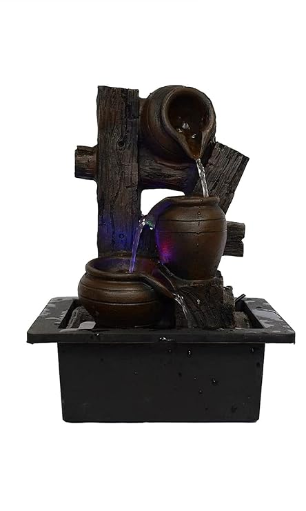 Indoor Outdoor Beautiful Water Fountain Showpiece with LED Lights for Home Decororation,Living Room, Multicolour
