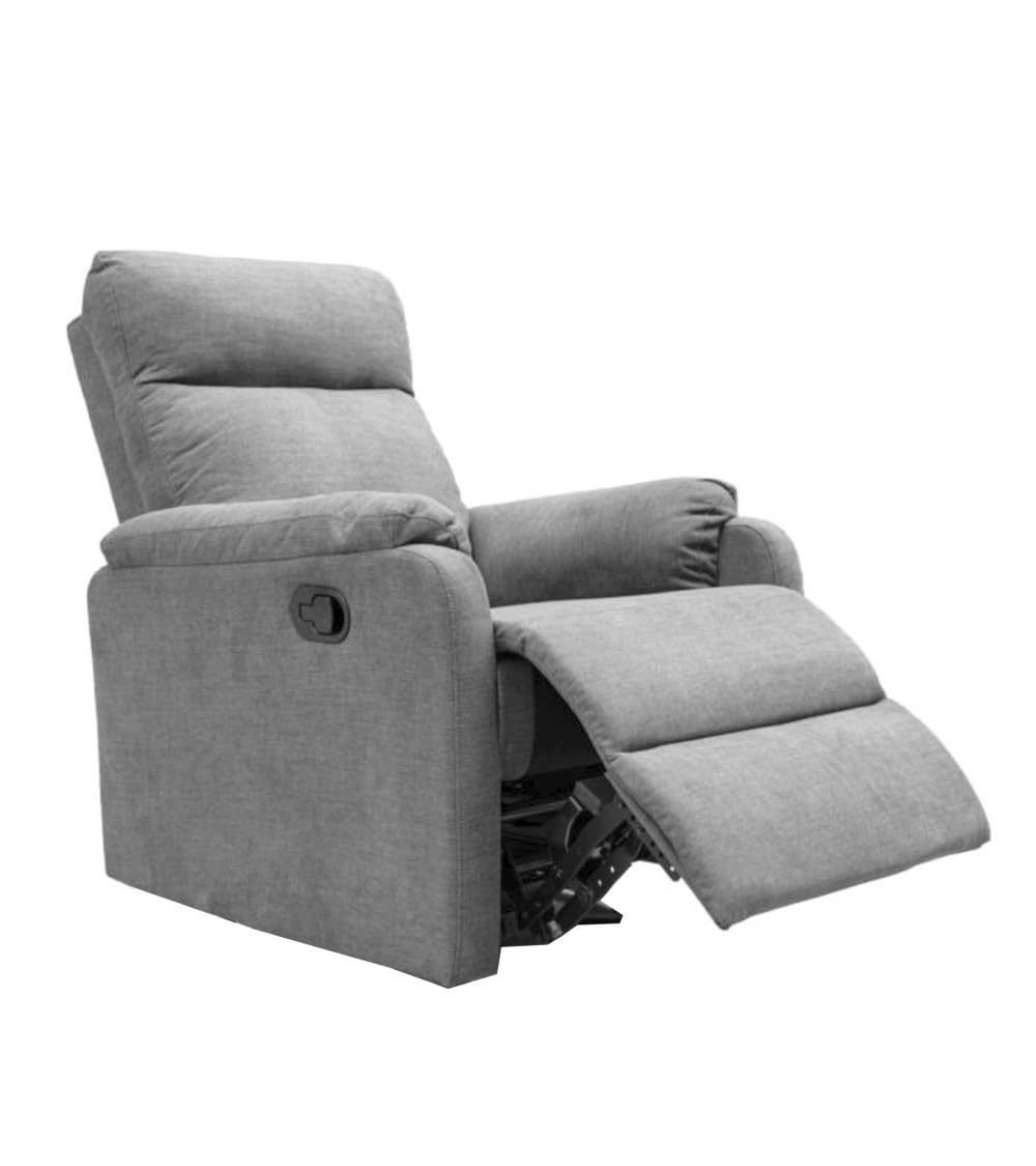 SWEET SOFA® Sillón Relax Zar - Sillón Reclinable de Palanca con Reposapiés, Sofá Individual, Compacto y Elegante, Tapizado en Tejido Gris, Medidas 73x95x101 cm, Fácil Montaje