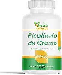 Picolinato de Cromo 120 Cápsulas - Cromo Picolinato 250mcg - Suplemento Alimentar em Cápsulas - Verde Cápsula
