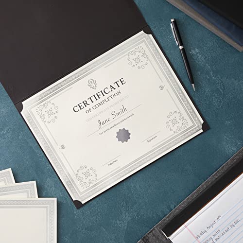 Image of Juvale Silver Foil Certificate Paper - Pack of Blank Certificates - Cardstock for Awards - Award Paper for Inkjet & Laser - 8.5 x 11 in, 50 Sheets, Ivory Cardstock