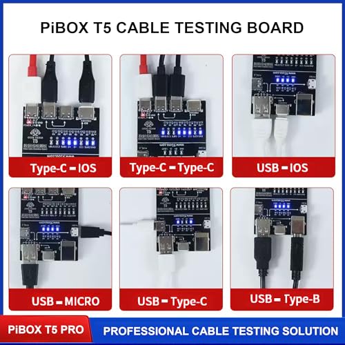 Image of PiBOX India T5 PRO Advanced Digital Cable Tester - Professional 8-Point LED Diagnostic Tool for USB-C /Lightning /Micro-USB - Universal Lab-Grade Testing Board