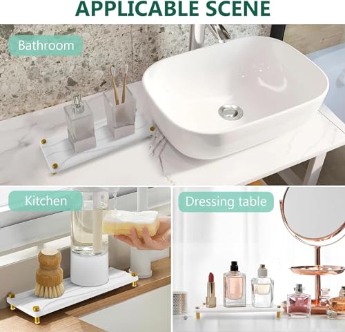 Sink Instant Dry Sink Organizer Gold Tone Riser Sponge Soap Dispenser Holder with Metal Feet Stone Rack Stone Sink Tray - Image 3