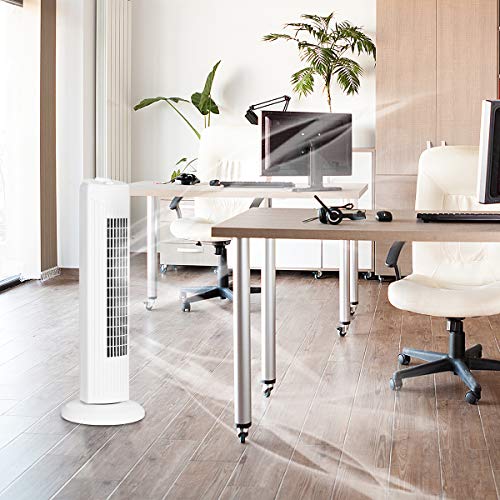 Costway Tower Fan, 28-Inch Oscillating Tower Fan, Quiet Cooling Whole Room Bladeless, 3 Speed, 3 Wind Mode, Oscillating Tower Fan For Bedrooms, Living Rooms, Kitchen (White) #TOP2