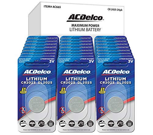 ACDelco CR2025 3V Lithium Coin Cell Battery, Watch and Electronics Button Batteries, 24-Count