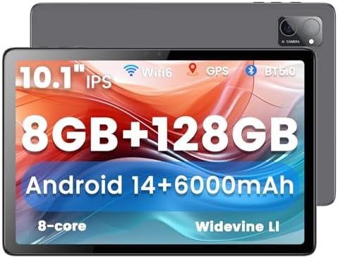 Azeyou Android 14 Tablet 10 Inch, 8GB RAM+128GB ROM(1TB TF), Octa-core ...