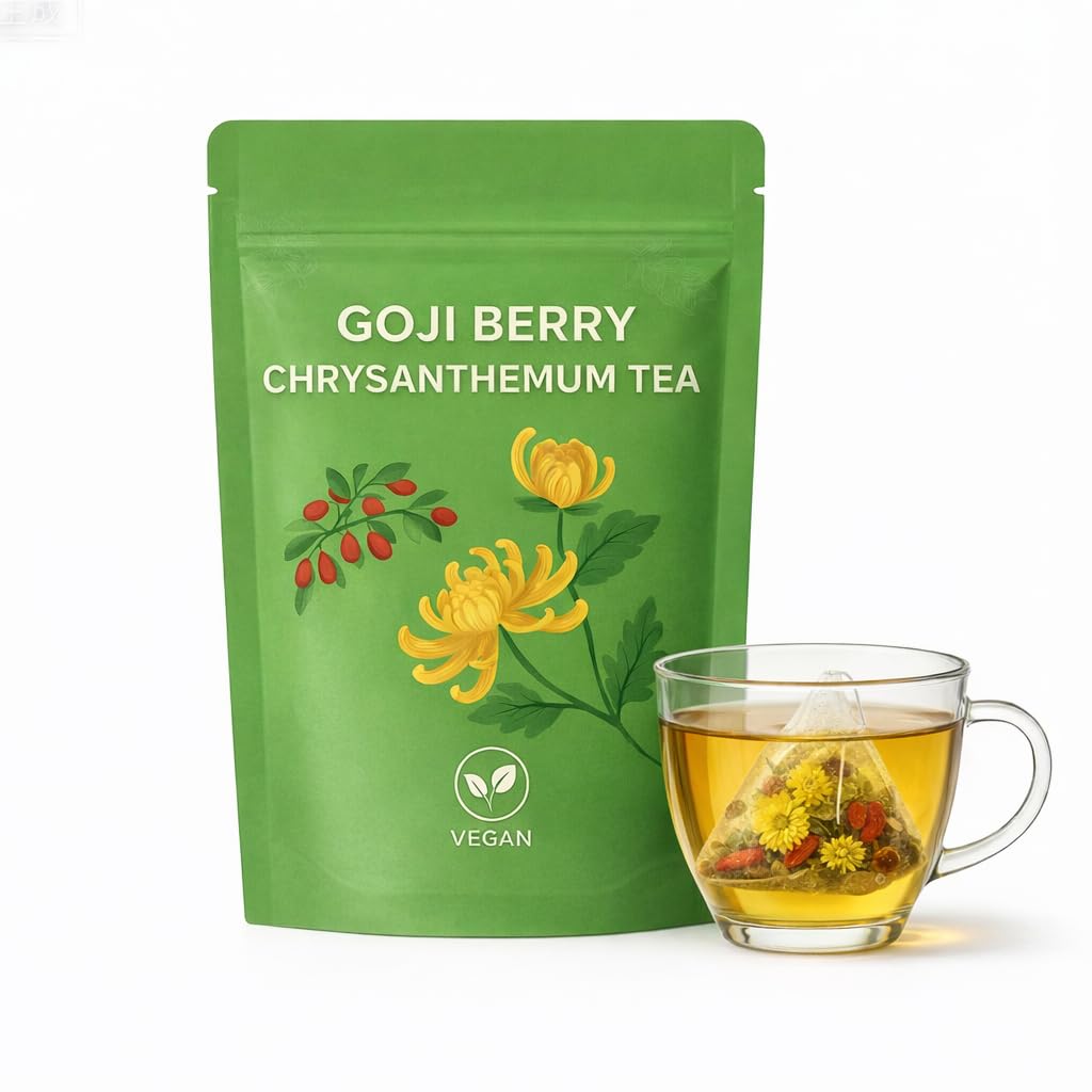 Detox Tee – Natürlicher Kräuter-Gesundheitstee mit Goji & Chrysanthemen – Chinesischer Tee zur Unterstützung der Leberbalance – 30 Teebeutel – 8 Pflanzenstoffe
