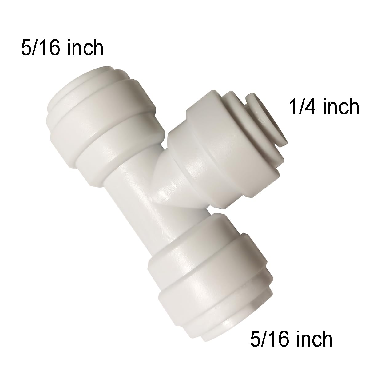 YZMSZ 5/16 to 1/4 to 5/16 inch O.D. Reducing Tee Union Quick Connector Push-In Tube Fitting, Push to Connect part for Reverse Osmosis Water Filter Purifier (Pack of 10)