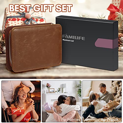 FAMILIFE Manicure Set, Nail Clippers Pedicure Kit, 8 pcs Stainless Steel Manicure Kit Professional G