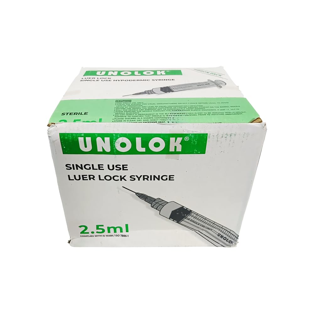 UNOLOK Luer Lock Syringe with Needle | Sterile Single Use Disposable Hypodermic Syringe | Individually Blister Packed | Leak-Proof Secure Lock | Medical & Laboratory Use (2.5ml - 100 Pieces)-image-39