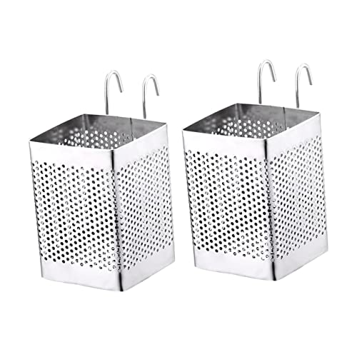 ULTECHNOVO 2pcs Stainless Steel Chopsticks Holder with Drain Multifunctional Storage Container for Home Kitchen Utensil Stand Rustproof Design for Easy Cleaning and Tidy Organization
