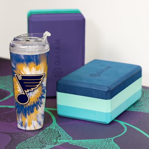 Image of Rico Industries NHL Hockey Team Color Tie Dye 24oz Metallic Acrylic Tumbler with Hinged Lid, Officially Licensed Double Wall Tumbler with Straw