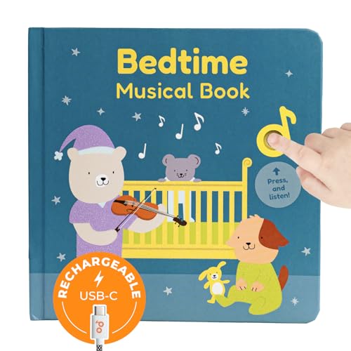 Cali's Books Bedtime Musical Book for Babies and Toddlers 1-3 – USB-C Rechargeable – 6 Classical and Relaxing Pieces | Sound Book for Sleep & Relaxation