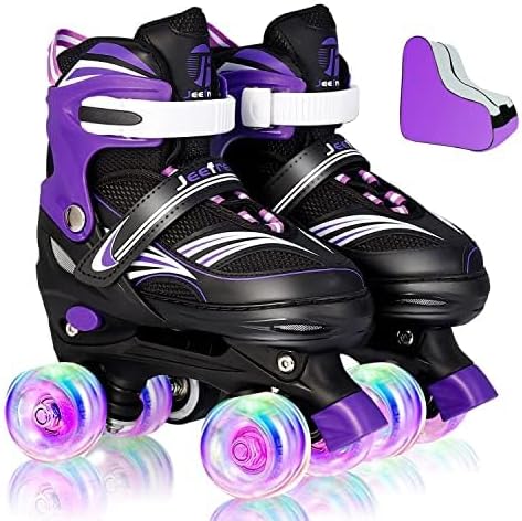 Rainbow Unicorn 4 Size Adjustable Light up Roller Skates for Girls Boys for KidsAll 8 Wheels of Girl's Skates Shine,Safe and Fun for Kids