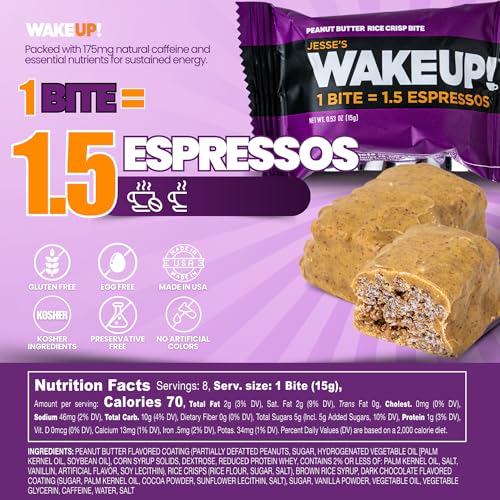 Image of WAKEUP! Caffeinated Peanut B Bites, 1.5 Espressos, Gluten Free, 8 Pack