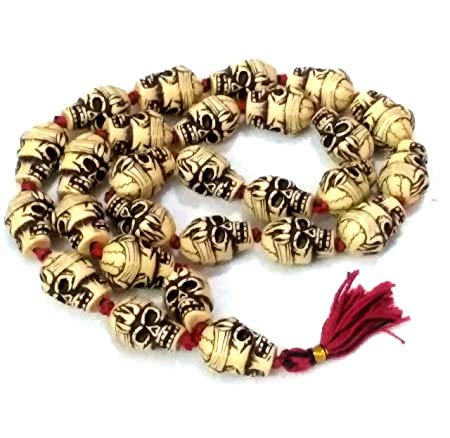COPURE Skull Carved NAR Mund Stone Mala for Goddess Kali Pooja - (White)