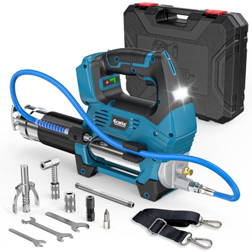 Ecarke 12.000 PSI Akku Fettpresse kompatibel mit Makita 18V Akku (ohne Akku) bürstenloser Motor 3-stufige Geschwindigkeiten 1m Flexschlauch 90 Grad-Adapter LED-Licht ideal für schwere Maschinen