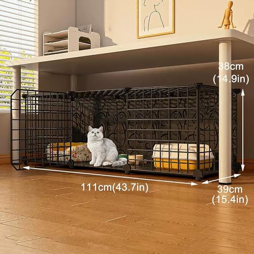 Jaula para gatos con ruedas y corralito interior semicerrado metálico resistente 6