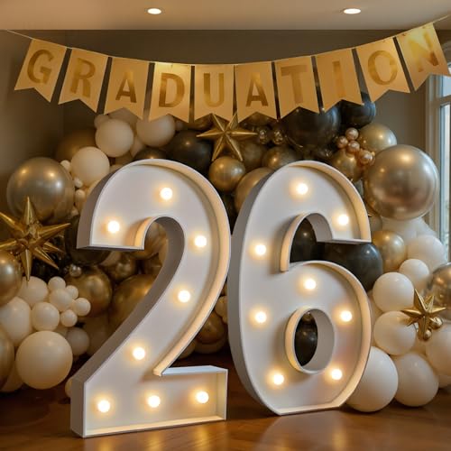 Marquee Numbers 26 Graduation Decorations: Large Light Up Numbers 26 Big Sign Class of 2026 for Grad Party Anniversary Birthday Decor
