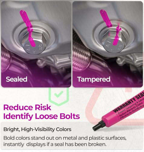 Image of Pink Torque Seal - Tamper Proof Cross Check Repair & Maintenance Warranty Torque Marker - 1.8 Oz Squeeze Tube Indicator for Bolts & Fasteners - Made in USA (Pack of 2)