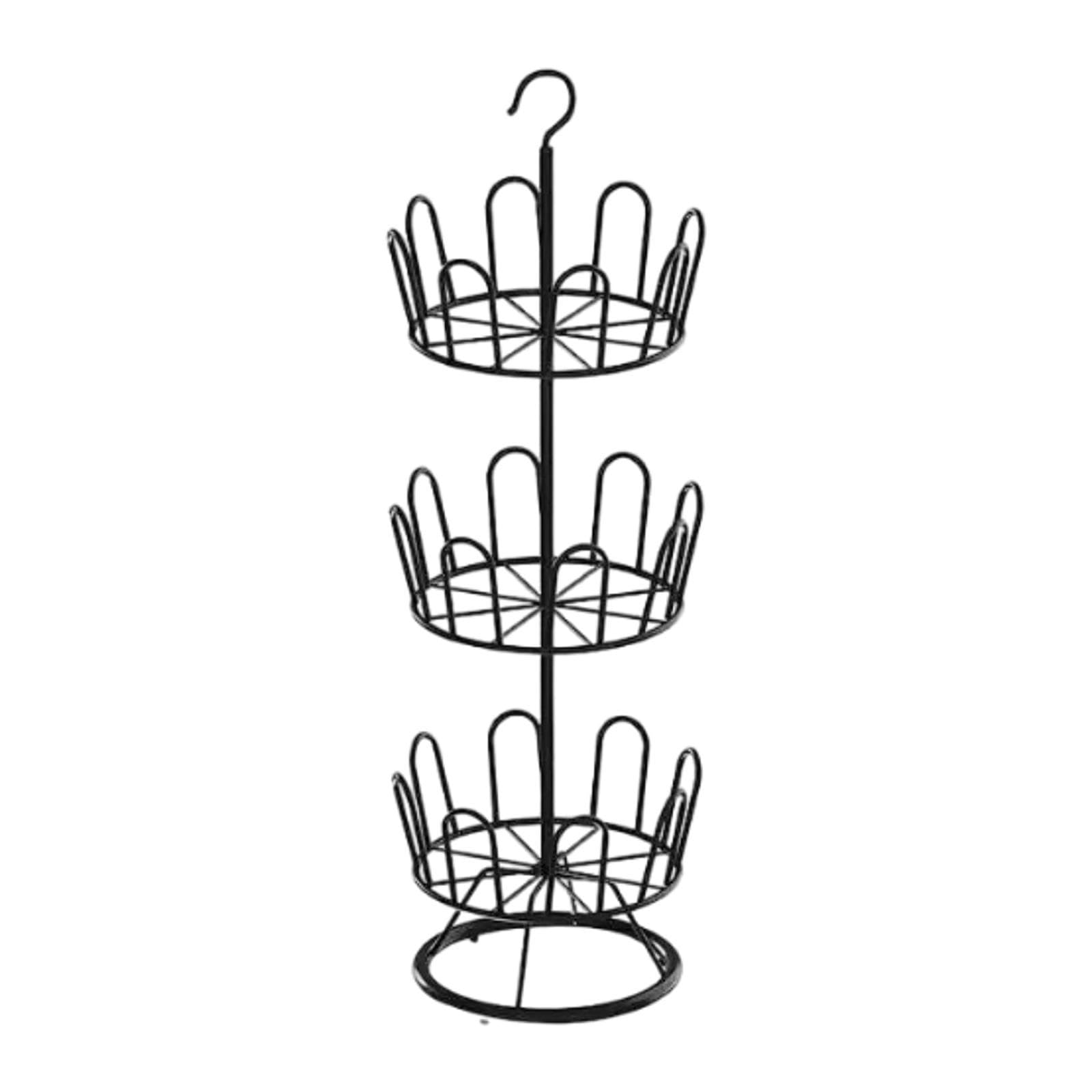 Scarpiera Girevole, Scarpiera Rotonda, Organizer per Scarpe Salvaspazio, Scarpiera Multifunzionale in Metallo per Esterni, Stile Rustico E Interni, Nero 3 Livelli