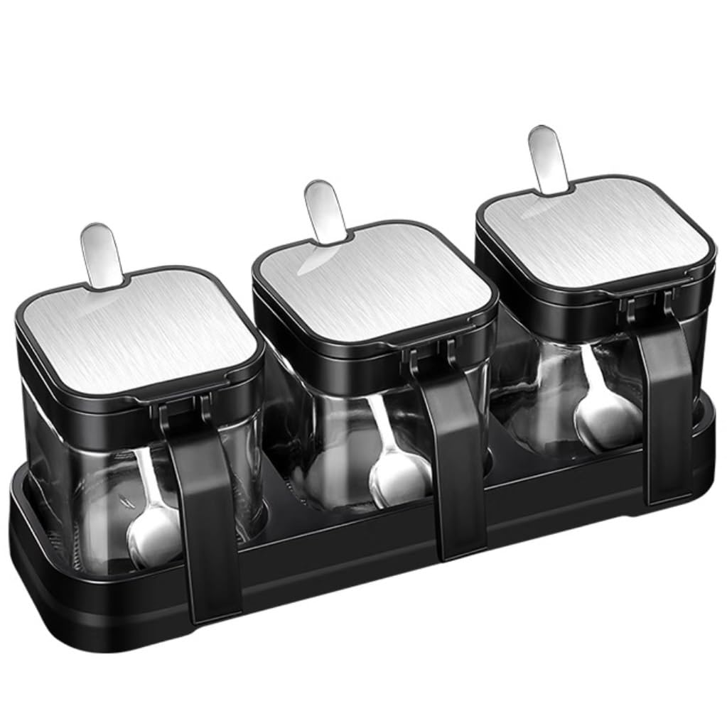 Gewürzglas Set - Gewürzflaschen aus Glas mit versiegelten Deckeln, Gewürzbox & Töpfe für die Aufbewahrung in der Küche, perfekt für Kräuter, Gewürze & Gewürze, 6-teiliges Set