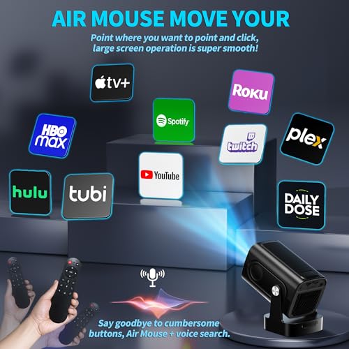 Image of Projector [Auto Focus & Native 1080P & Built-in Apps] Mini Portable Projector 1080P, 4K Full HD with WiFi 6 & Bluetooth 5.4, Auto Focus & Keystone, 270 Rotatable, Compatible with Phone /HDMI /USB,Black