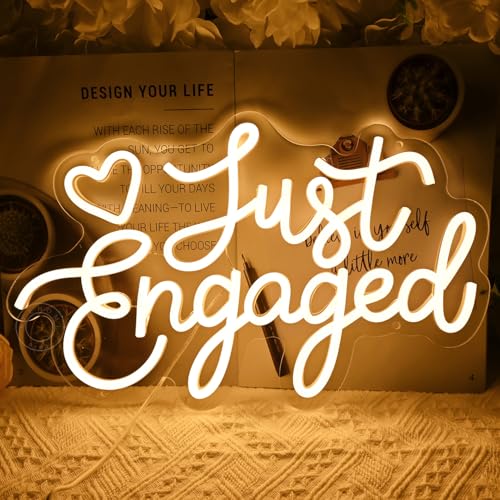 SYLHOME Just Engaged Led Neon Light Sign Heart Wall Decor Sign Wedding Proposal Married Party Bridal Shower Engagement Backdrop USB 15.75