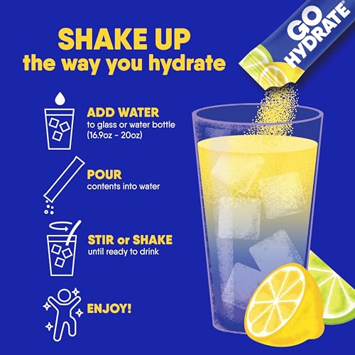 Image of GoHydrate Sugar Free Electrolytes Powder - Lemonade Mixed, 15 Packs | Low sodium instant hydration daily drink mix; water flavor packet singles with Vitamin D