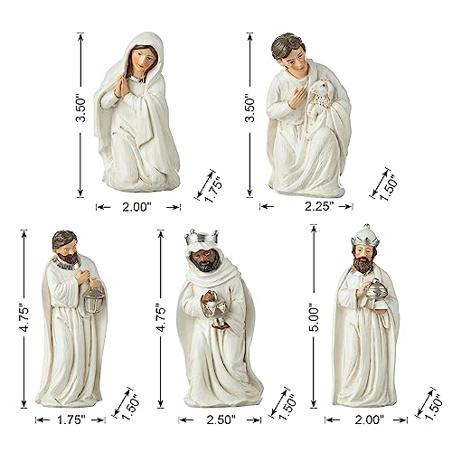 Image of Glitzhome Christmas Nativity Set Nativity Scene Set Indoor 8 in Resin Nativity Figurines Set 11 Pcs Removable Angel Statue Ivory Nativity Sets & Figures Christian Holy Family Figure with Baby Jesus
