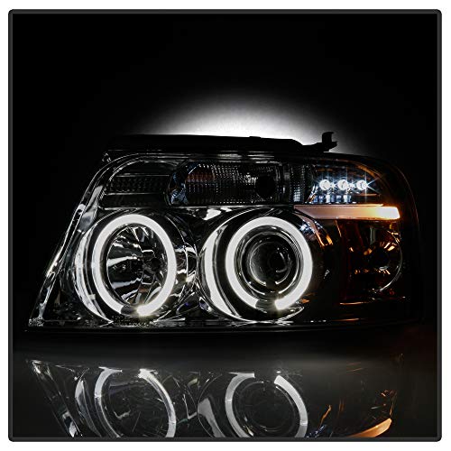 Image of ACANII - For 2004-2008 Ford F150 LED Dual Halo Ring Smoked Lens Projector Headlights Headlamps, Driver & Passenger Side