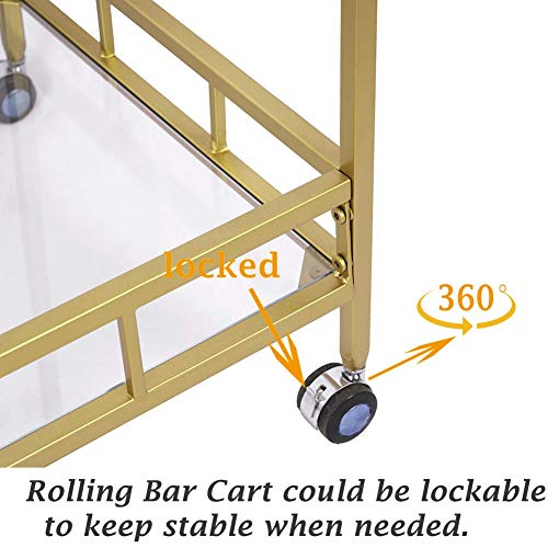 Gold-Bar-Carts-for-The-Home-2-Tier-Vintage-Serving-Bar-Cart-Rolling-Coffee-Cart-Bar-on-Wheels-Modern-Wine-Liquor-Cart-for-Home-Kitchen Gold Bar Carts for The Home 2 Tier Vintage Serving Bar Cart Rolling Coffee Cart Bar on Wheels Modern Wine Liquor Cart for Home Kitchen