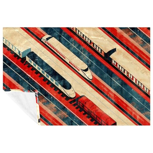 Couverture imprimée trains douce et chaude jeté de lit canapé et drap de pique-nique - 2