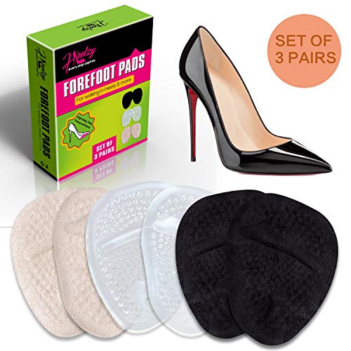 Ball of Foot Cushions Metatarsal Pads for Women (3 Pairs-6 Pieces) | Forefoot Women’s Sole Inserts, Foot Pads for Ball of Feet ● Gel Insoles for High Heel Shoes, Pad for Woman Shoe ● Non-Slip Reusable