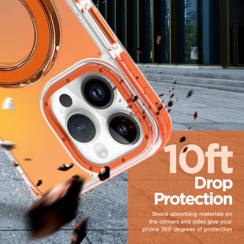 Image of Magnetic for iPhone 14 Pro Case with Stand [Compatible with Magsafe] [Cute Fashion Fluorescent Design] [1 Screen Protector] Slim Translucent Matte Case for iPhone 14 Pro 6.1 inch 2022, Orange