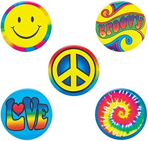 Miniatura 2 de Pines metálicos de botón hippie Multicolor Paquete de 5