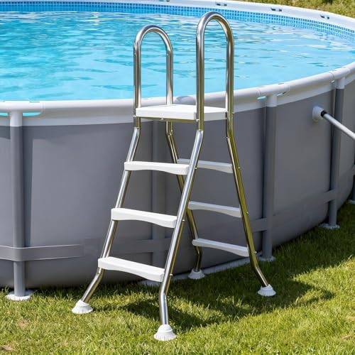 Escalera para piscina above ground de acero inoxidable 3 peldaños miniatura 1