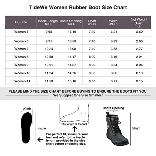 image for TIDEWE Rubber Boots for Women, Lace Up Rain Boots with Steel Shank, Wa