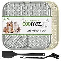 Coomazy Leckmatte Hund, 2 Stück Schleckmatte Hund mit Schwarze Spatel und Bürste Slow Feeder Hunde Leckmatte für Baden, Fellpflege