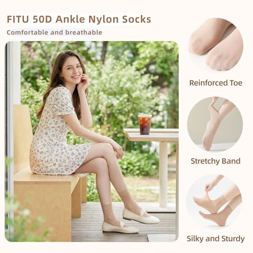 Image of Women's 10-12 Pairs Ankle High Sheer Nylon Socks