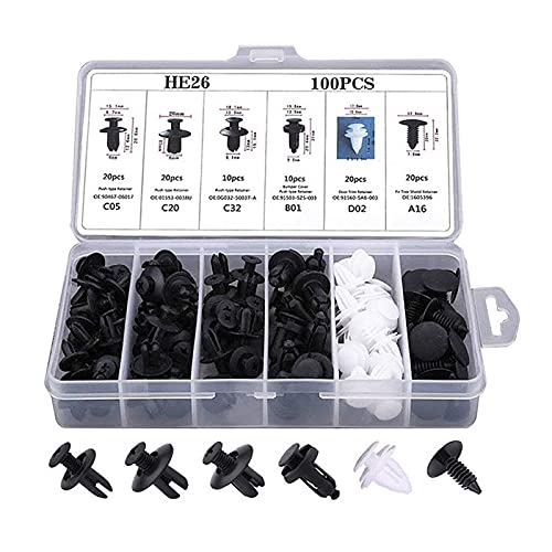 Clip auto mixte à expansion : 100 attaches robustes push pour panneau et pare-chocs