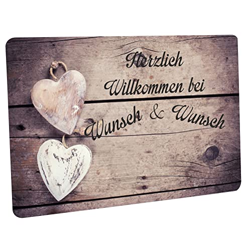 CreaLuxe Fussmatte 'Wunschname/Wunschtext Herzlich Willkommen ' personalisiert, Fußabtreter,...
