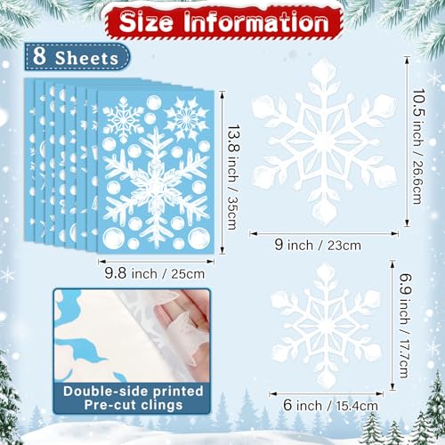 Image of 137pcs Christmas Snowflake Window Clings Decals, Realistic Extra Large White Crystal Snowflakes Stickers Decorations for Holiday Celebration Merry Christmas Party Winter Frozen Ornaments