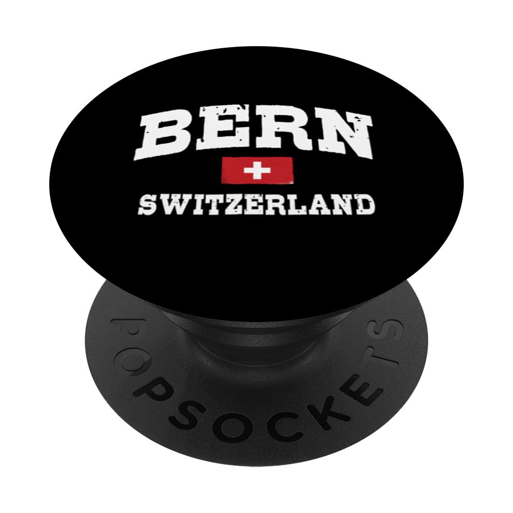 Bern Switzerland - Swiss Flag Wear PopSockets Swappable PopGrip, Black